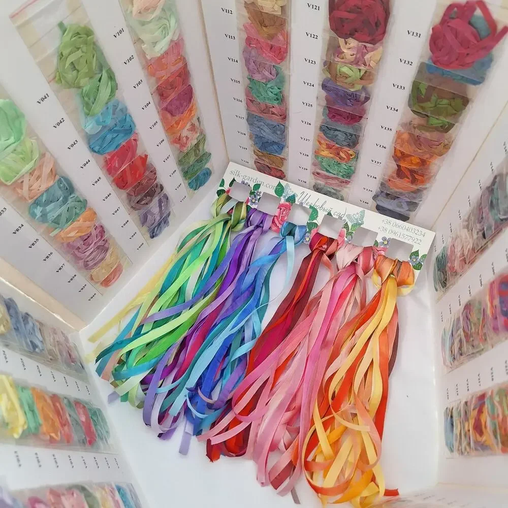 7mm set 37 meters Variegated Silk ribbon,Ribbon embroidery, Hand embroidery